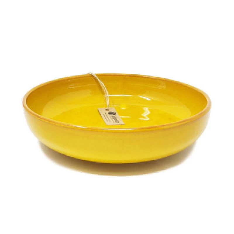 Image of Verano Spanish Ceramics Selena Glazed Hand Dipped Kitchen Dining Large Bowl Yellow (Diam) 27Cm