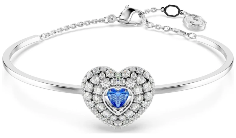 Image of Swarovski Hyperbola Rhodium Plated Blue Heart Bracelet 5680393 Blue female