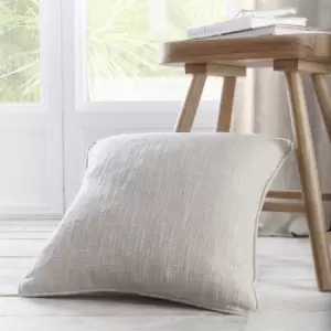 Image of Appletree Loft Boucle Textured Weave Jacquard Piped Edge Filled Cushion, Grey, 43 x 43 Cm