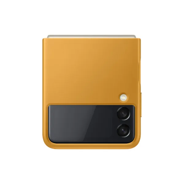 Image of Samsung Galaxy Z FLIP3 5G Leather Flip Cover Mustard