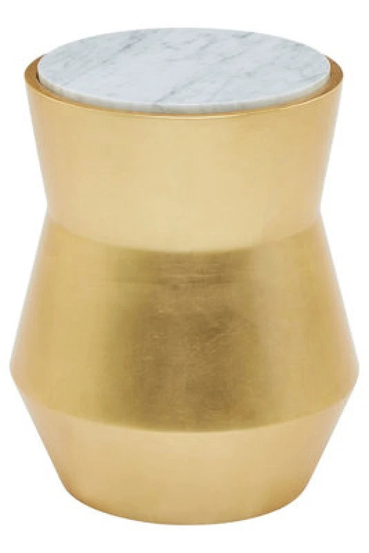 Image of Orsina Lino Small Gold Drum Side Table