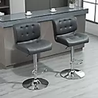 Image of Homcom Racing Style Bar Stool Grey 2 Pieces