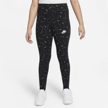 Image of Nike Sportswear Favorites Big Kids (Girls') Printed Leggings - Black