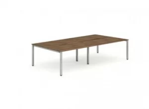 Image of B2B Silver Frame Bench Desk 1400 Walnut (4 Pod)
