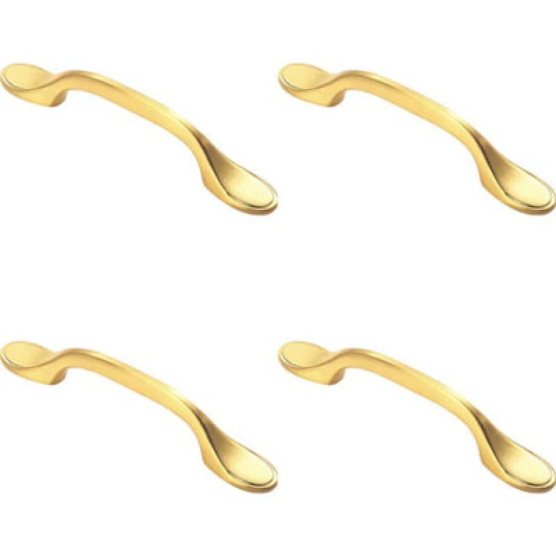 Image of Loops 4x 128mm Shaker Style Cabinet Pull Handle 76mm Fixing Centres Satin Brass Metallics unisex