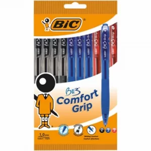Image of BiC Comfort Grip Ballpoint Pen Pack of 10, Blue