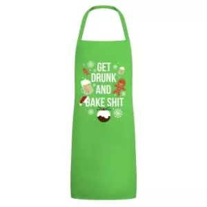 Image of Grindstore Get Drunk And Bake Christmas Apron (One Size) (Green)