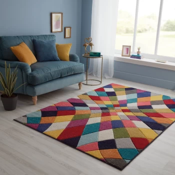 Image of Spectrum Rhumba Geometric Rug Blue / Pink