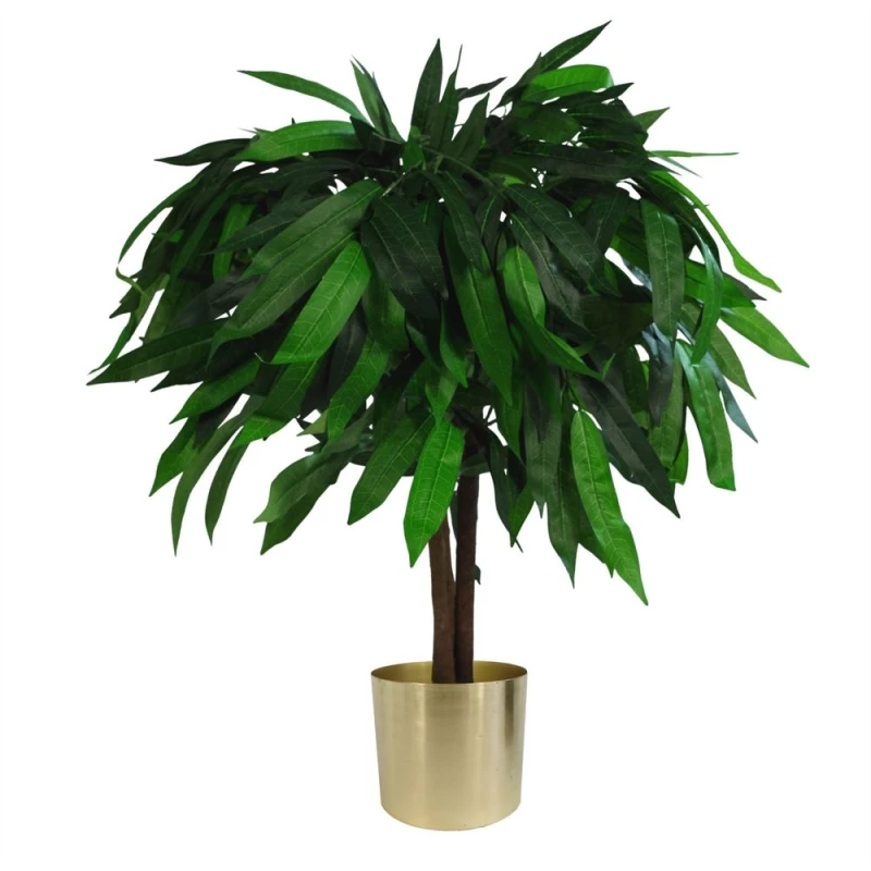 Image of Leaf 80cm Large Artificial Mango Tree Plant with Metal Planter