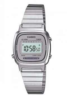 Image of Casio Ladies Chrome Coloured Stainless Steel Bracelet Watch
