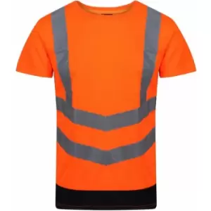 Image of Regatta Mens Pro High-Vis Short-Sleeved T-Shirt (L) (Orange/Navy) - Orange/Navy