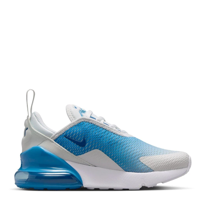 Image of Nike Air Max 270 Childrens Trainers White/Blue male 2 (34)