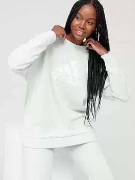 Image of adidas Future Icons Badge Of Sport Crew Sweat Top - Light Green, Light Green Size XL Women