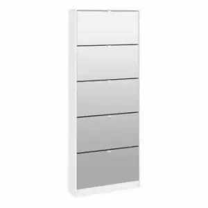Image of Shoes Hallway Storage Cabinet 5 Mirror Tilting Doors In White