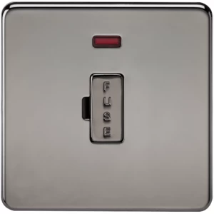 Image of KnightsBridge 13A Screwless Black Nickel Fused Spur Connector Unit with Neon