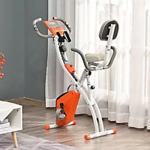 Image of Homcom Folding Stationary Exercise Bike with Band Orange
