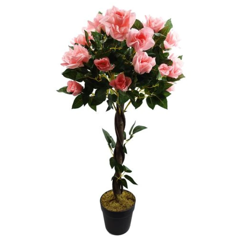 Image of Leaf Artificial Pink Rose Tree Wedding Twisted Vine Detail 90cm (3ft)