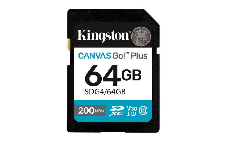 Image of Kingston Technology Kingston Technology Canvas Go! Plus 64GB SDXC Canvas Go Plus Gen4 200MB/s C10 UHS-I U3 V30 SDG4/64GB