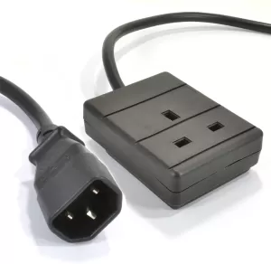 Image of Zexum Economy IEC C14 Male to 13A 1 Gang UK Mains Socket Adapter - 2 Meter