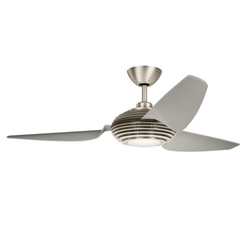 Image of Voya 152cm Ceiling Fan with Dimmable 3000K LED Light, Brushed Stainless Steel, Remote Control