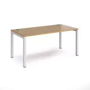 Image of Bench Desk Single Person Rectangular Desk 1600mm Oak Tops With White Frames 800mm Depth Connex