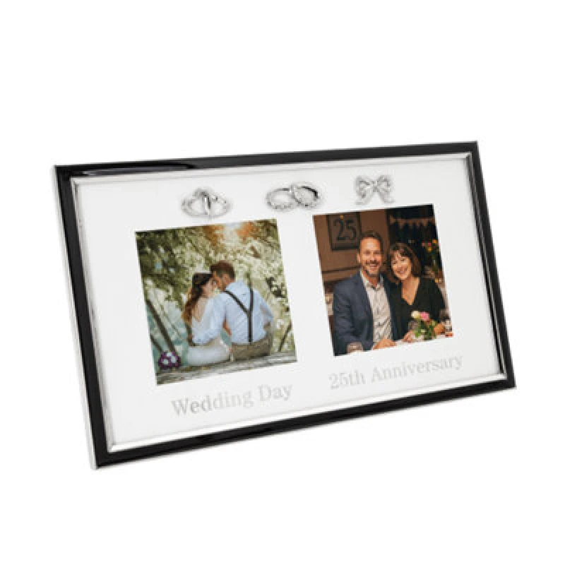 Image of Happy Homewares 25Th Anniversary & Wedding Frame With Silver & Black Icons