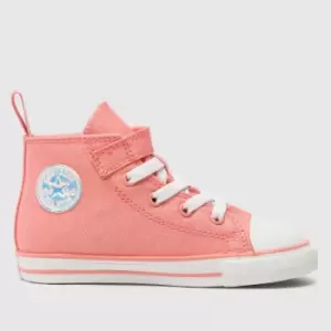 Image of Converse Peach All Star Hi 1v Iridescent Girls Toddler Trainers