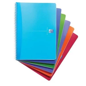 Image of Oxford Office Translucent A4 Wirebound Notebook 180 Pages 90gm2 Polypropylene Cover Smart Ruled Assorted Colours Pack of 5