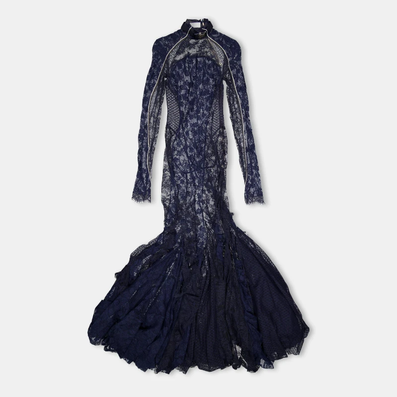 Image of Off White Womens Silk Dressing Gown Blue female 4 (3XS)