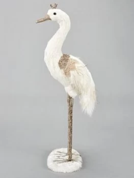 Image of Gisela Graham Fabric Feather Crane Christmas Decoration