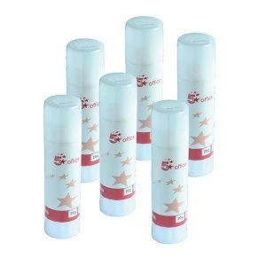Image of 5 Star Office Glue Stick Solid Washable Non Toxic Medium 20g Pack 6