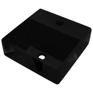 Image of VidaXL Ceramic Square Sink Basin with Faucet Hole - Black
