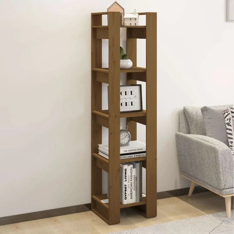 Image of VIDAXL Book Cabinet/Room Divider Honey Brown 41x35x160cm Solid Wood Pine Vidaxl 8720286905104
