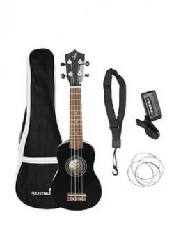 Image of Rocket Soprano Black Ukulele With Bag, Tuner, Strap And Strings