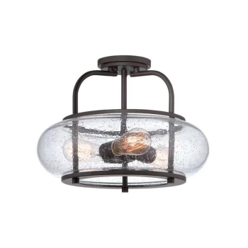 Image of Trilogy - 3 Light Medium Semi Flush Ceiling Light Old Bronze, E27 - Elstead