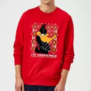 Image of Looney Tunes Daffy Duck Knit Christmas Jumper - Red - XL