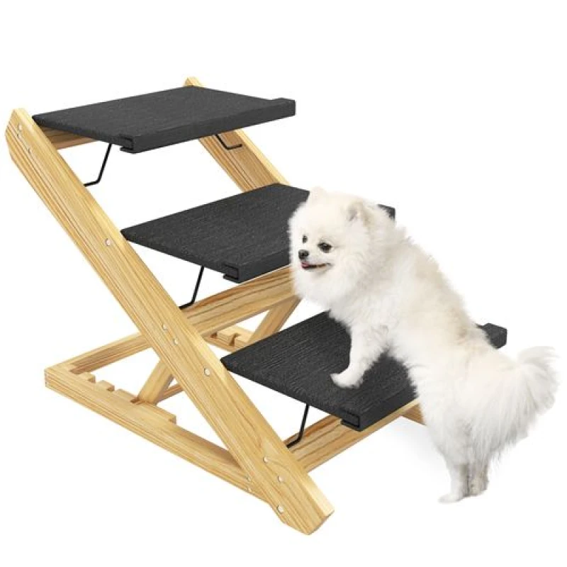 Image of PawHut Dog Steps Dog Ramp, 3-Step Adjustable Height Pet Stairs for Medium Dogs D06-228V00ND