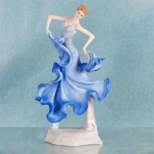 Image of Ballroom Dancer Resin Lady Figurine in Blue Dress