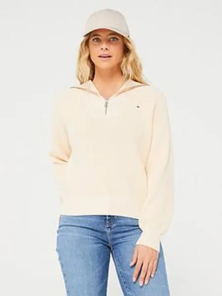 Image of Tommy Hilfiger CO CARDI STITCH half ZIP SWT - Size 16