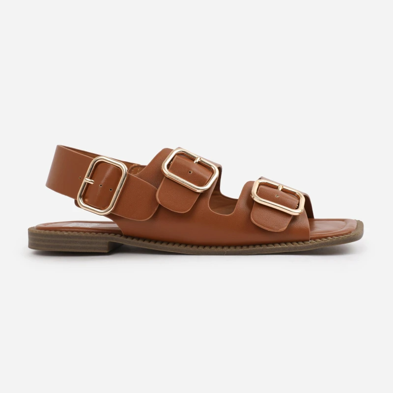 Image of Wheres That From Wheres That From Tan PU Cher Flatform Sandal - Brown Brown 4