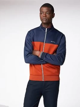 Image of Ben Sherman Zip Through Colour Block Tricot Track Top - Dark Navy, Size S, Men