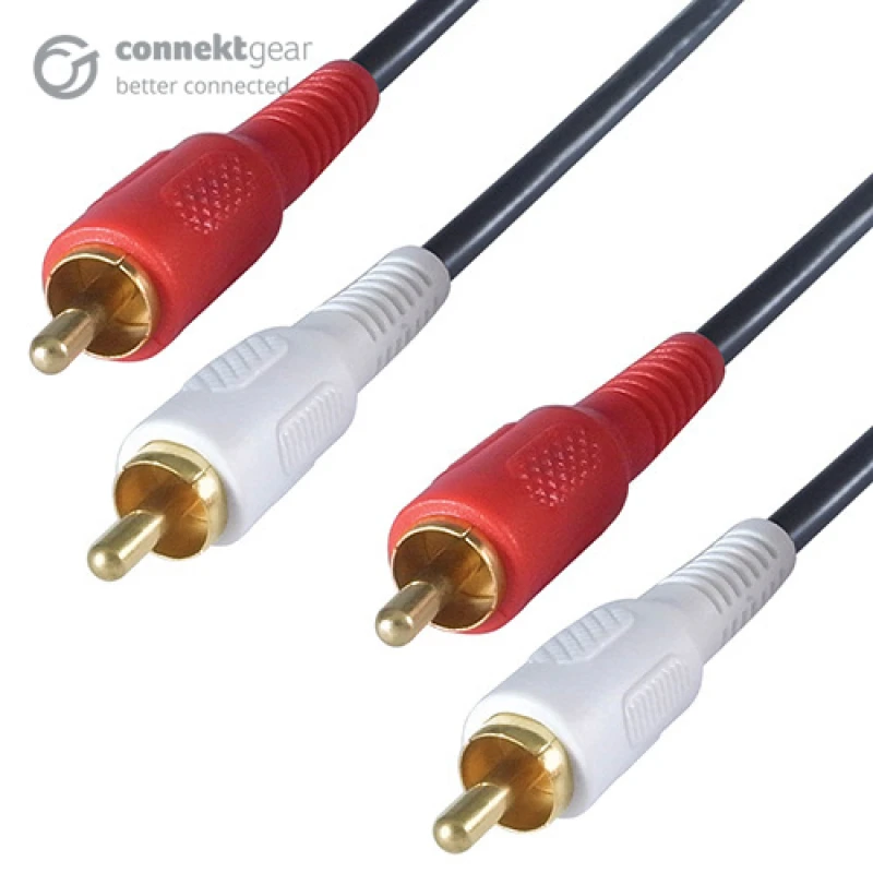 Image of connektgear 3m 2 x RCA/Phono Audio Cable - Male to Male - Gold Connect