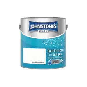 Image of Johnstones - Johnstone's Interior Bathroom Mid Sheen Brilliant White 2.5ltr - Brilliant White
