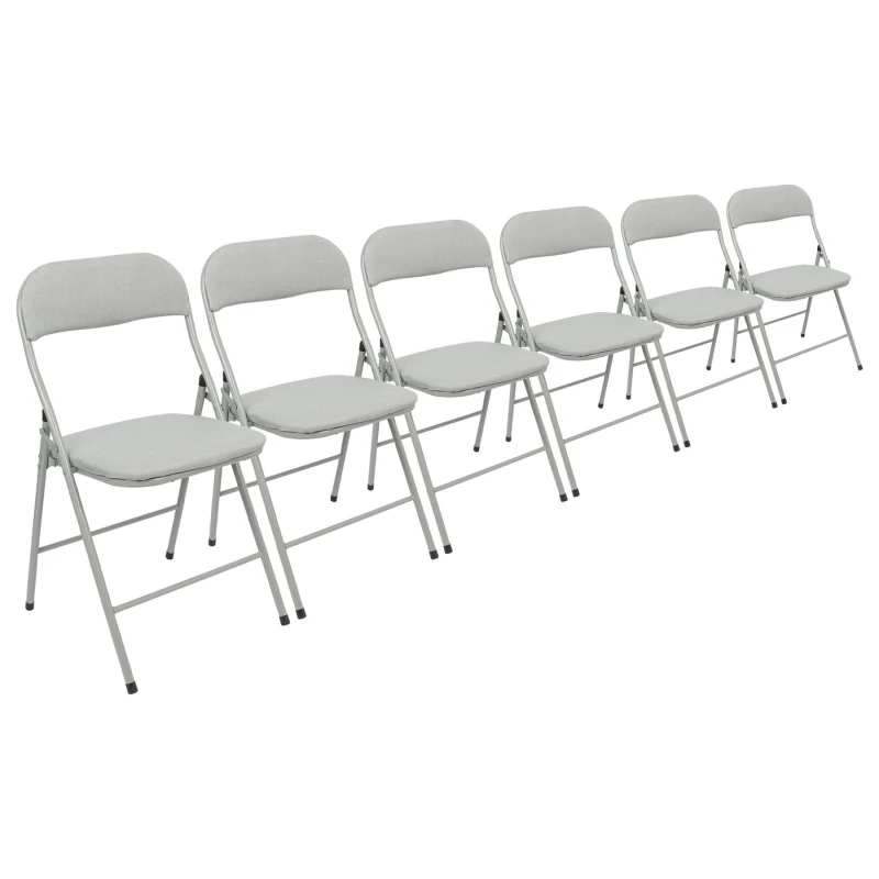 Image of Harbour Housewares Fabric Padded Metal Folding Chair - Pack of 6 in Grey Grey Unisex
