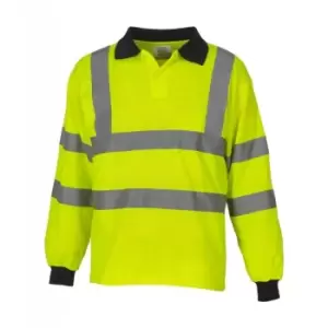Image of Yoko Ladies/Womens Hi-Vis Long Sleeve Polo Shirt (Pack of 2) (XL) (Hi-Vis Yellow)