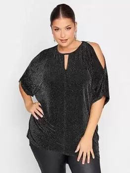 Image of Yours Party Cold Shoulder Cape Top - Silver, Size 20, Women