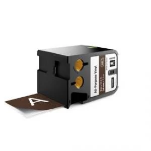 Image of Dymo 1868790 White On Brown Label Tape 54mm x 7m