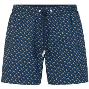Image of Boss Logo Print Shorts - Blue