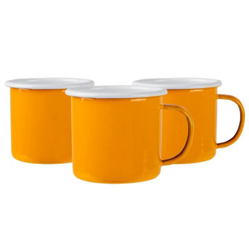 Image of Argon Tableware Coloured Enamel Mugs - 375Ml - Yellow - Pack Of 6