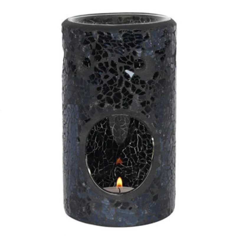Image of Something Different Something Different Crackle-Effect Pillar Oil Burner in Black One Size Unisex 5059444568909